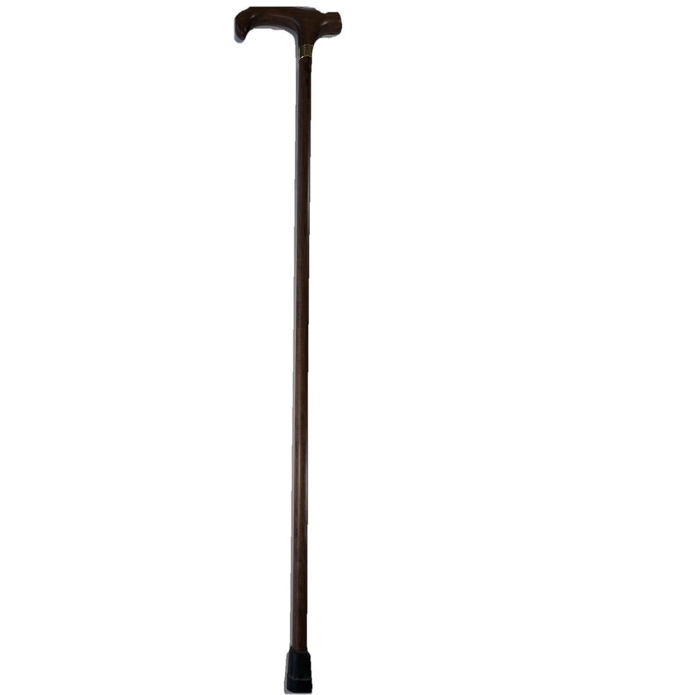 Vintage Harvy Hardwood Derby Handle Dress Cane Brass Collar Walking Stick